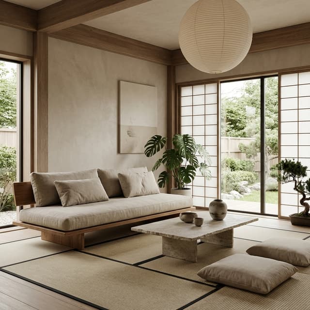 Japandi calm room redesign from Homemy.
