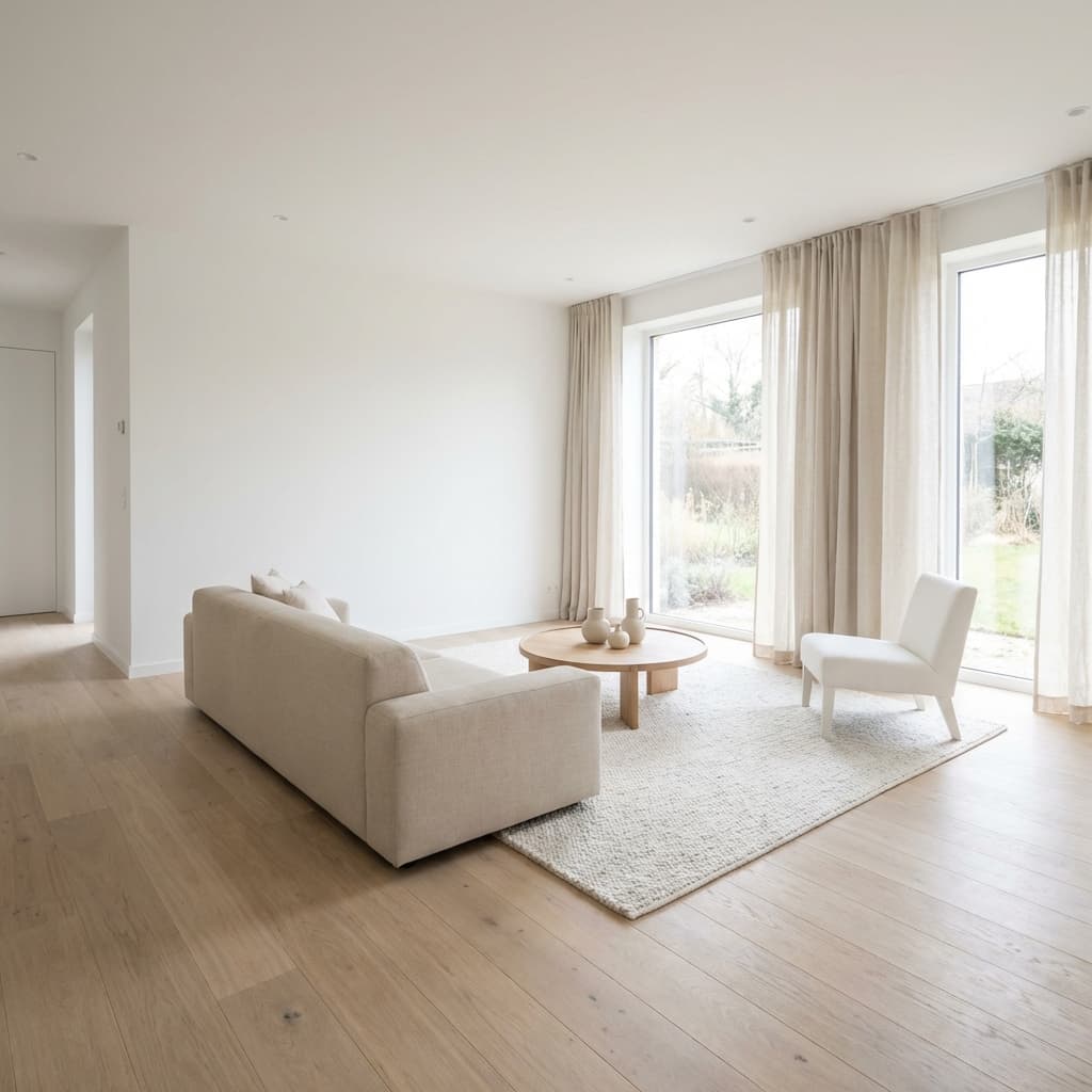 Modern minimal room redesign from Homemy.